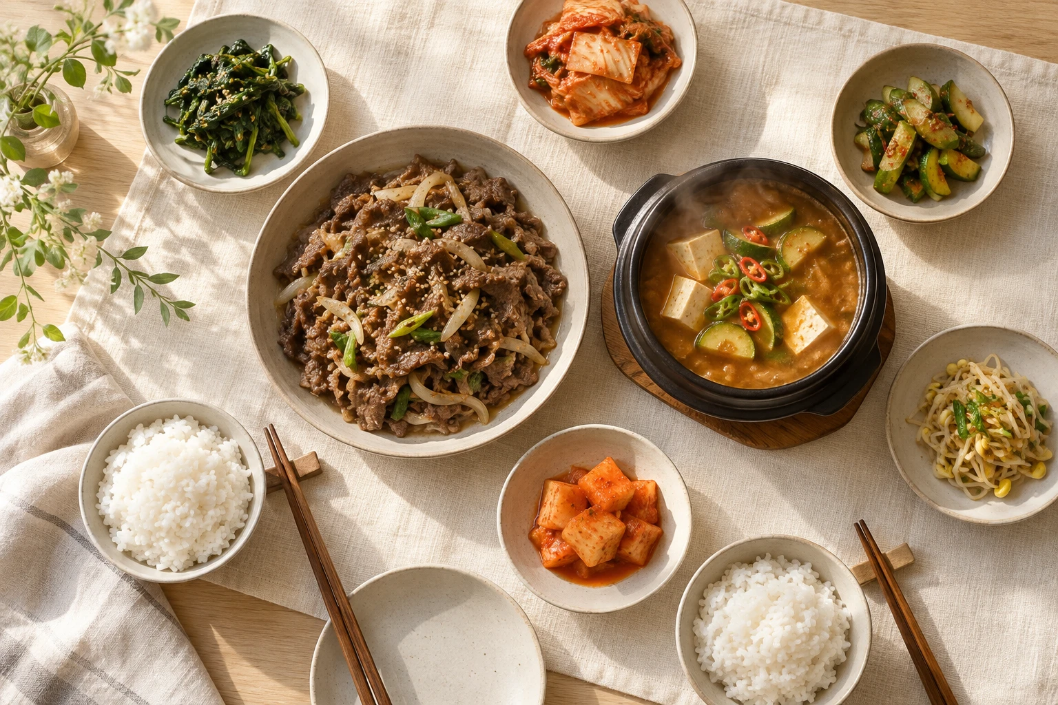 정성스럽게 준비한 프리미엄 한식 밥상